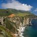 The ocean coast line with cliffs over looking the water.